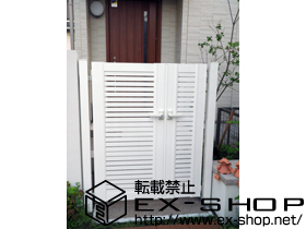 の門扉 エクスライン門扉5型 両開き親子　門柱仕様 施工例