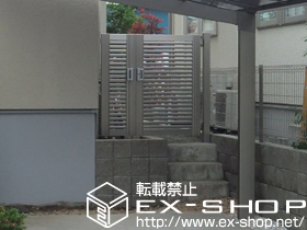 の門扉 プリレオ R3型（横格子） 親子開き 柱使用 施工例