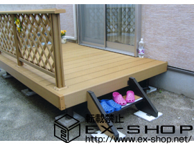 のウッドデッキ リコステージＩＩ +ステップ2段×1箇所+リコステージII デッキフェンス 施工例