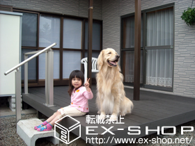 のウッドデッキ リコステージII 単体＋シンプルモダンデッキフェンス1型 笠木のみ 施工例