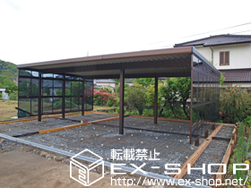 のカーポート レオンポートneo 横連棟セット 3台用 積雪〜50cm対応＋サイドパネル 3段タイプ（平板タイプ）（台形枠あり）×2セット 施工例