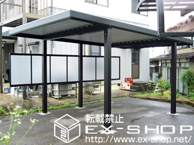 のカーポート ジーポートneo Aタイプ 角柱仕様 積雪〜100?対応+ジーポートneo サイドパネル（平板タイプ） 施工例