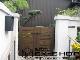 の門扉 エクスライン門扉5型 両開き 門柱使用 施工例