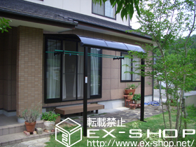 のテラス屋根 ライザーテラスII R型 テラスタイプ 単体 積雪〜20cm対応　＋　吊下げ物干し金物　標準 2本入り 施工例