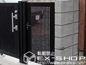 の門扉 プリレオR2型 片開き 柱使用+落し棒 施工例