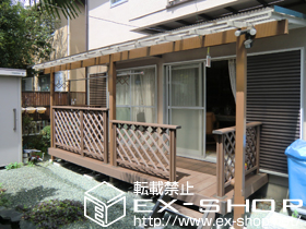 のウッドデッキ リコステージII＋デッキフェンス+アルミ階段 ステッピア 施工例