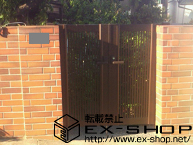 の門扉 エクスライン門扉2型 両開き 門柱使用 施工例