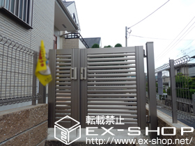 の門扉 プリレオ R3型 両開き親子　柱使用 施工例