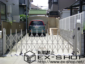 のカーゲート トリップゲート PB型 キャスタータイプ ガイドレール後付タイプ 片開き 施工例