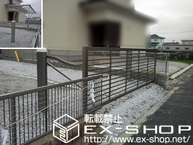 のカーゲート スウィングアップゲートワイド 横格子型 電動式 施工例