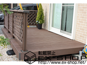 のウッドデッキ リコステージII 単体+デッキフェンス フラットラチスパネル（密目タイプ） 施工例