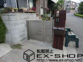 の門扉 プリレオ R3型 両開き親子 柱使用 施工例