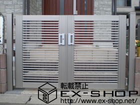 の門扉 プリレオR1型 親子開き 柱使用 施工例