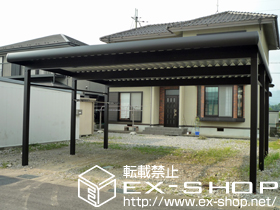 のカーポート ジーポートｎｅｏDX Bタイプ 2台用 積雪〜100cm対応+収納式物干し　2型　2本入り 施工例