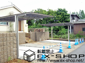 のカーポート アーキフィットプラス レギュラー 積雪〜20cm対応＋ アーキフィットプラス レギュラー用着脱式サポートＴ ロング柱用（2本入り）×1セット 施工例