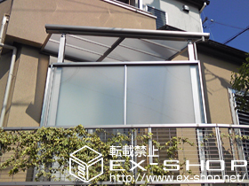 のテラス屋根 ライザーテラスII Ｆ型 テラスタイプ 単体 積雪〜20?対応＋ライザーテラスII 前面スクリーン1段 施工例