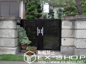 の門扉 シャレオR4型 両開き　門柱使用 施工例