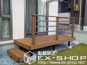 のウッドデッキ リコステージII 単体＋リードデッキ用部材一式＋リコステージII 単体　デッキフェンス 施工例