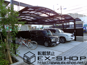 のカーポート マルチスクエア アール屋根 レギュラー合掌 両支持タイプ 積雪〜20cm対応+マルチスクエア サイドスクリーン 施工例