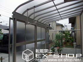 のテラス屋根 ヴェクターテラス R型 テラスタイプ 単体 積雪〜50cm対応+前面パネル 柱標準タイプ 2段 施工例