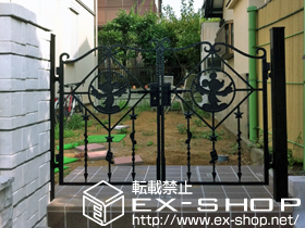 の門扉 ディズニー門扉ミッキーB型 両開き 角門柱式 施工例