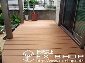 のウッドデッキ リコステージII 異型+ステップ2段×1 施工例