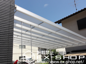 のテラス屋根 メニーウェル 1階設置Ｆ1ＮＡ型 単体 積雪〜20?対応+吊り下げ型竿掛け ロング 2本入×1 施工例