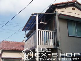 のバルコニー・ベランダ屋根 ライザーテラスII F型 屋根タイプ アクトステージ柱建て式用 単体 積雪〜20cm対応+吊り下げ物干し　標準　2本入+吊り下げ物干し取付桟 施工例