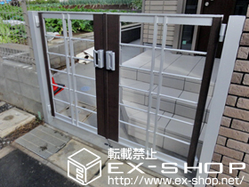 の門扉 ライフモダンII BP型 両開き 柱使用 施工例