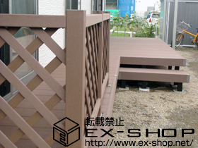のウッドデッキ リウッドデッキ　200+段床セット4尺用+リウッドステップ4型　Sタイプ　2段用+ リウッドデッキ　200　デッキフェンス 施工例