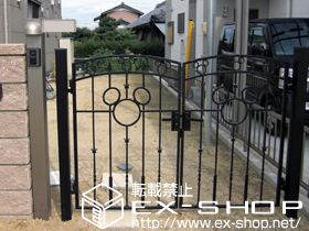 の門扉 ディズニー門扉ミッキーA型 両開き 角門柱式 施工例