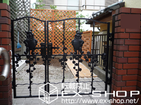 の門扉 ディズニー門扉プーさんB型 両開き親子 角門柱式 施工例