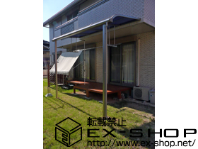 のテラス屋根 プレシオステラス R型 テラスタイプ 単ノーブルステン体 積雪〜20cm対応＋吊り下げ物干し　標準　2本入 施工例