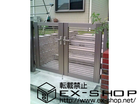 の門扉 プリレオR1型 両開き 門柱仕様 施工例