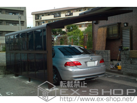 のカーポート レイナポート 積雪〜20?対応+レイナポート サイドパネル+収納式物干し2型　2本入り 施工例