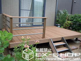のウッドデッキ リコステージII 単体＋リコステージII デッキフェンス＋ステップ2段用 施工例