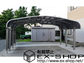 のカーポート テールポートシグマIII 1500 ワイド　積雪〜50cm対応+サイドパネル2段用50タイプ用+収納式物干し　標準タイプ　2本入 施工例