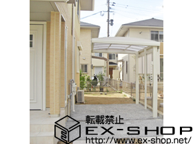 のサイクルポート・駐輪場 キューブポートプラス ミニ　積雪〜20cm対応+サイドパネル1段用+壁付け物干し ロングタイプ　1本入×2セット　 施工例