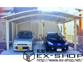 のカーポート カーブポートシグマIII M合掌タイプ　積雪〜20cm対応+収納式物干し　標準　2本入り+柱ガード 施工例