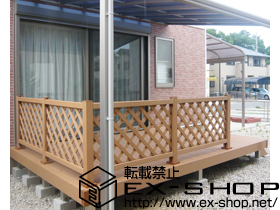 のウッドデッキ リウッドデッキ 200 単体+ステップSタイプ(2段)+リウッドデッキ 200　リウッドフェンス2型+ベースプレート化粧カバー 施工例