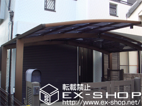 のカーポート プレシオスポート　M合掌 積雪〜20?対応+着脱式サポート柱（\16,500.-）×1本 施工例