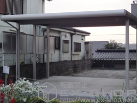 のカーポート レオンポートneoDX  2台用　角柱仕様　柱4本　積雪〜50cm対応+サイドパネル＜平板＞　1段タイプ　ハイルーフ用　台形枠なし 施工例