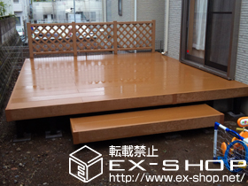 のウッドデッキ リウッドデッキ 200 単体+リウッドデッキフェンス2型＜ラチス格子＞ 施工例