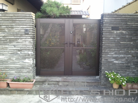 の門扉 エルネクス門扉 M-TK型 両開き 門柱使用 施工例
