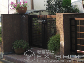 の門扉 エクスライン門扉3型 両開き 門柱使用 施工例