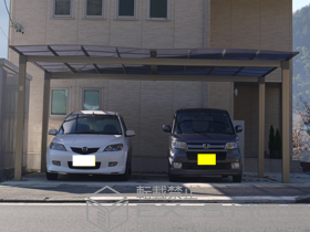 のカーポート エックスルーフ ワイド 積雪〜30cm対応 施工例