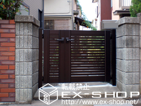 の門扉 エクスライン門扉5型 両開き親子 門柱仕様 施工例