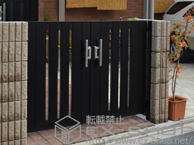 の門扉 ライフモダン?　SA型　単色　両開き 施工例