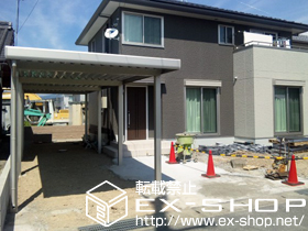 のカーポート ジーポートneo Aタイプ 縦連棟 積雪〜100cm対応＋収納式物干し（2本入り） 施工例