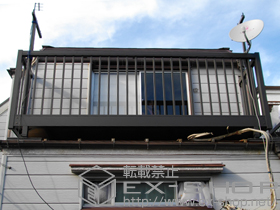 のバルコニー アクトステージA型 細格子 単体 屋根置き式+T字型物干し 施工例